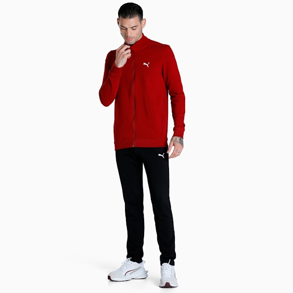 Zippered Full-Zip Men's Slim Fit Jacket, Intense Red, extralarge-IND