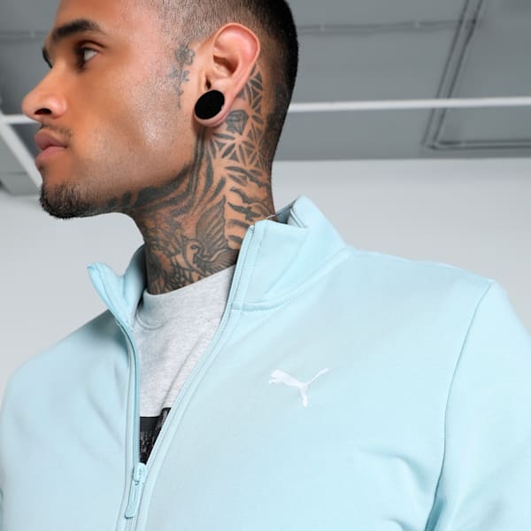 Zippered Full-Zip Men's Slim Fit Jacket, Frosted Dew, extralarge-IND