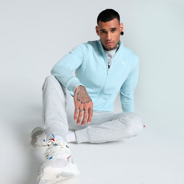 Zippered Full-Zip Men's Slim Fit Jacket, Frosted Dew, extralarge-IND
