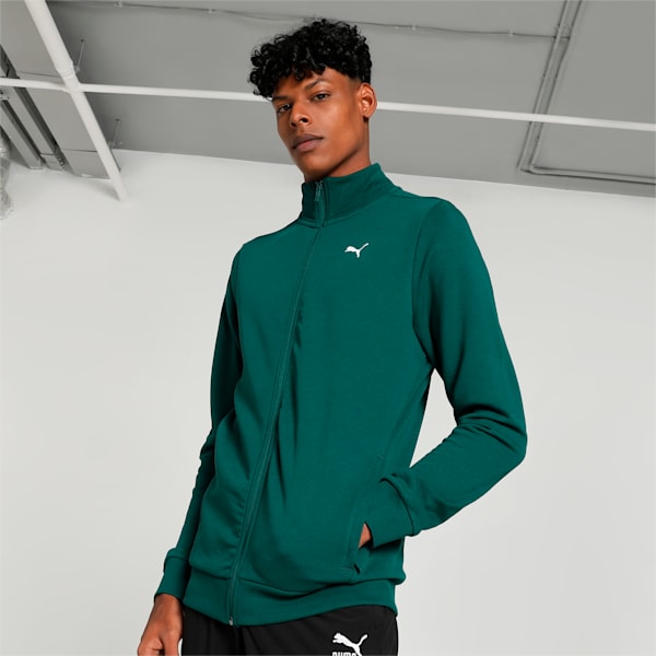 Zippered Full-Zip Men's Slim Fit Jacket, Malachite, extralarge-IND