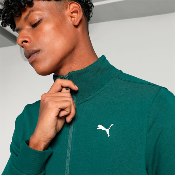 Zippered Full-Zip Men's Slim Fit Jacket, Malachite, extralarge-IND