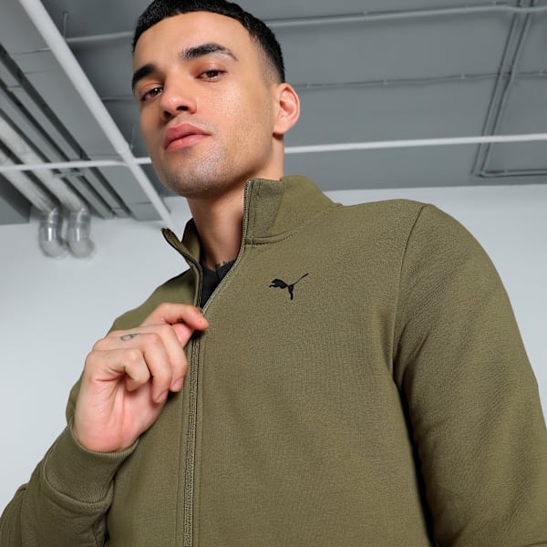 Zippered Full-Zip Men's Slim Fit Jacket, Wild Willow, extralarge-IND