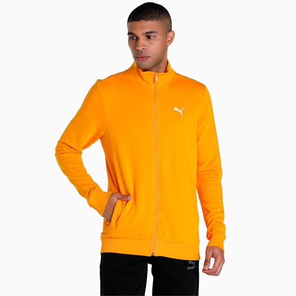 Zippered Full-Zip Men's Slim Fit Jacket, Apricot, extralarge-IND