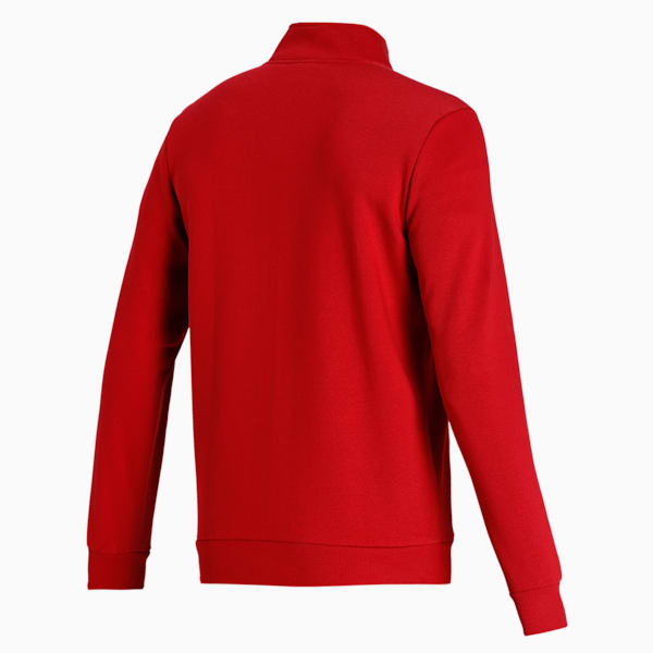 Zippered Full-Zip Men's Slim Fit Polo Jacket, Intense Red, extralarge-IND