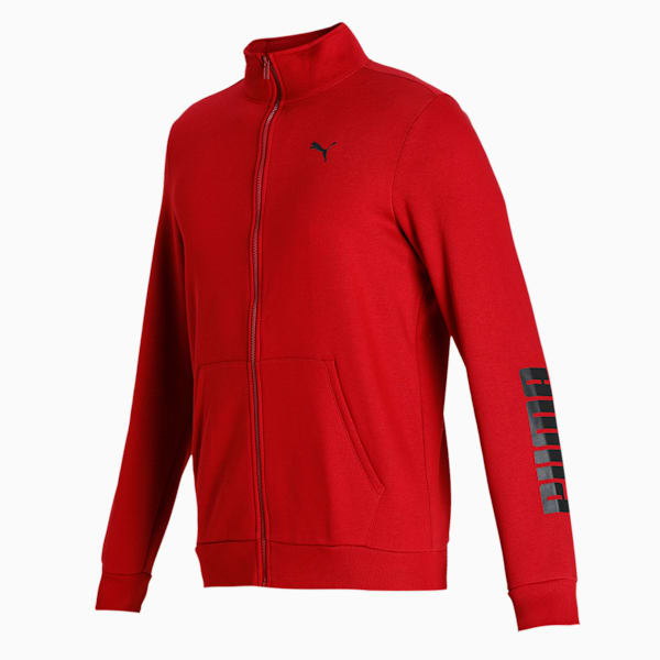Zippered Full-Zip Men's Slim Fit Polo Jacket, Intense Red, extralarge-IND