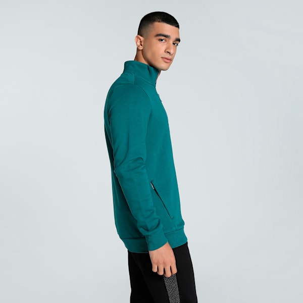 Zippered Full-Zip Men's Slim Fit Polo Jacket, Cold Green, extralarge-IND