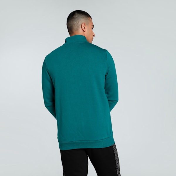 Zippered Full-Zip Men's Slim Fit Polo Jacket, Cold Green, extralarge-IND