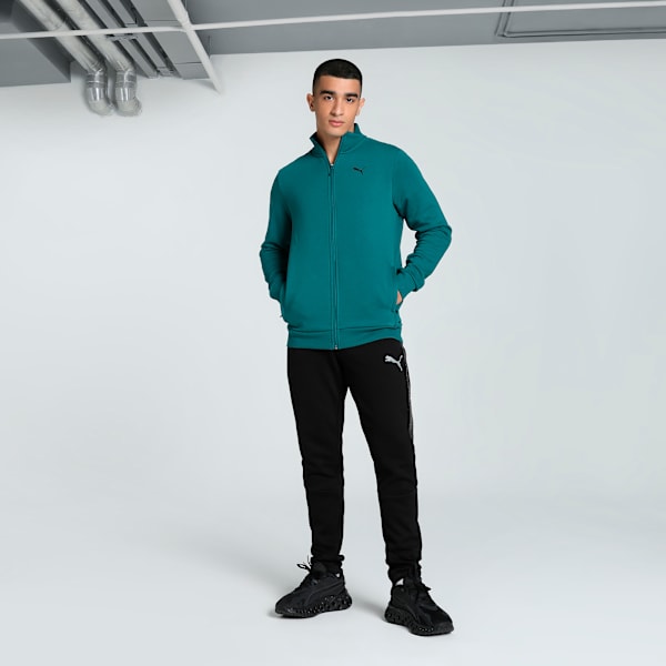 Zippered Full-Zip Men's Slim Fit Polo Jacket, Cold Green, extralarge-IND