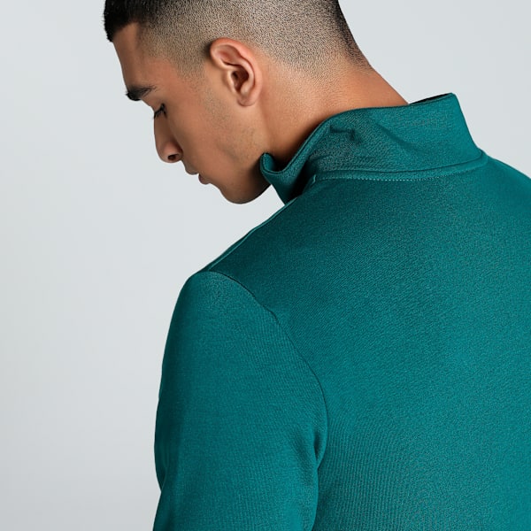 Zippered Full-Zip Men's Slim Fit Polo Jacket, Cold Green, extralarge-IND