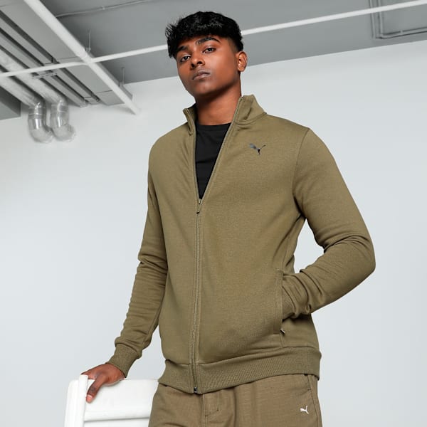 Zippered Full-Zip Men's Slim Fit Polo Jacket, Wild Willow, extralarge-IND