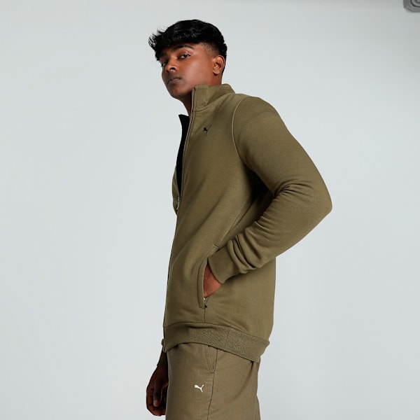 Zippered Full-Zip Men's Slim Fit Polo Jacket, Wild Willow, extralarge-IND