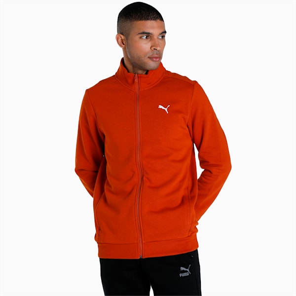 Zippered Full-Zip Men's Slim Fit Polo Jacket, Warm Chestnut, extralarge-IND