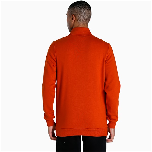 Zippered Men's Slim Fit Fleece Sweat Jacket, Warm Chestnut, extralarge-IND