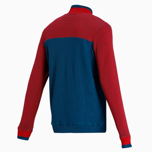 Reversible Full-Zip Slim Fit Men's Sweat Shirt, Intense Blue, extralarge-IND