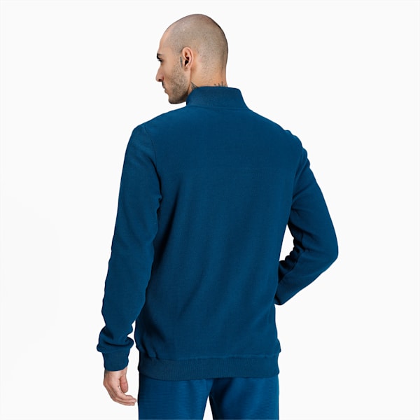 Reversible Full-Zip Slim Fit Men's Sweat Shirt, Intense Blue, extralarge-IND
