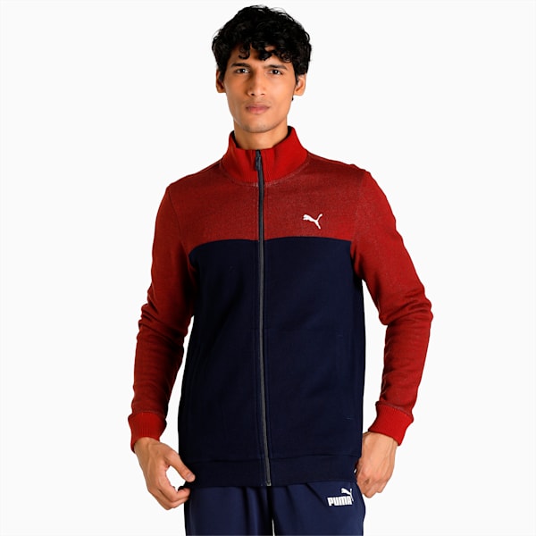 Reversible Full-Zip Slim Fit Men's Sweat Shirt, Peacoat, extralarge-IND