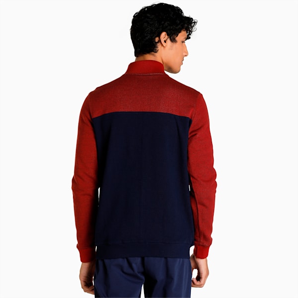 Reversible Full-Zip Slim Fit Men's Sweat Shirt, Peacoat, extralarge-IND