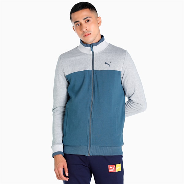 Reversible Full-Zip Slim Fit Men's Sweat Shirt, Evening Sky, extralarge-IND