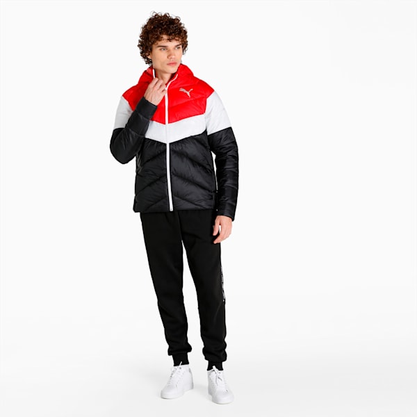 Colorblock Padded Men's Jacket, Puma Black-High Risk Red, extralarge-IND