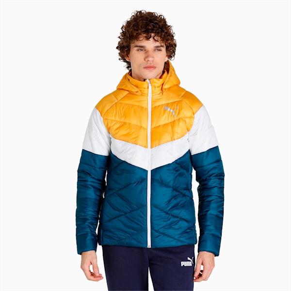 Colorblock Padded Men's Jacket, Intense Blue-Mineral Yellow, extralarge-IND