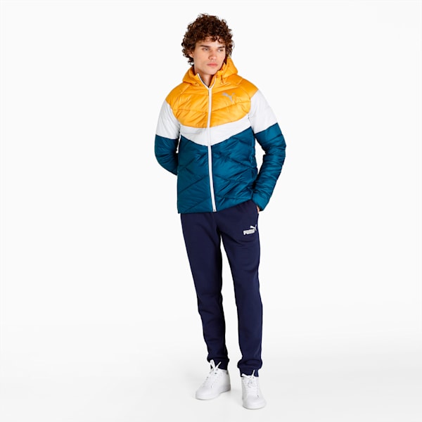 Colorblock Padded Men's Jacket, Intense Blue-Mineral Yellow, extralarge-IND