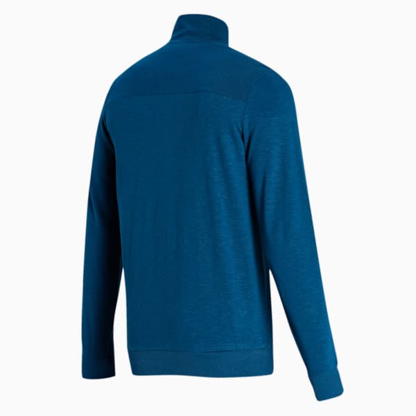 Slub Full-Zip Slim Fit Men's Sweat Shirt, Intense Blue, extralarge-IND