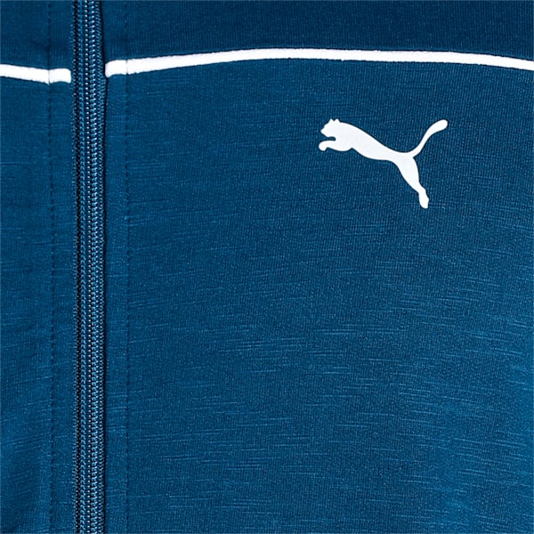 Slub Full-Zip Slim Fit Men's Sweat Shirt, Intense Blue, extralarge-IND