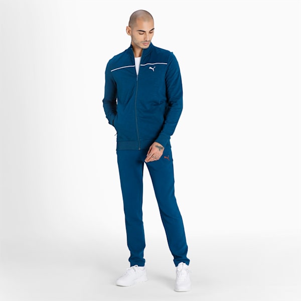 Slub Full-Zip Slim Fit Men's Sweat Shirt, Intense Blue, extralarge-IND