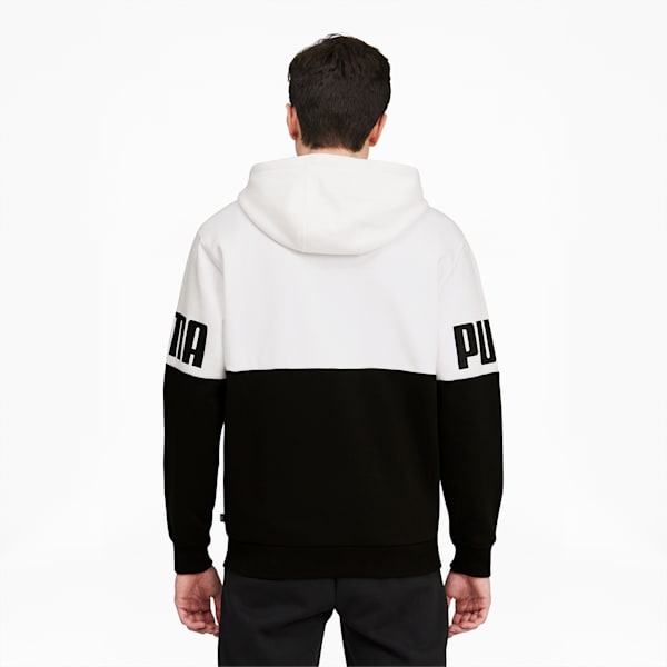 PUMA POWER Colorblock Men's Hoodie, Puma White-Puma Black, extralarge