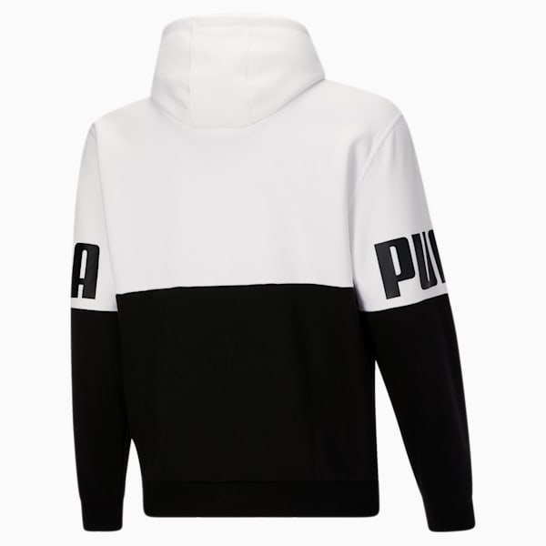 PUMA POWER Colorblock Men's Hoodie BT, Puma White-Puma Black, extralarge