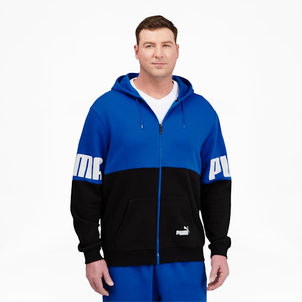 PUMA POWER Colorblock Men's Hoodie BT, Future Blue-Puma Black, extralarge