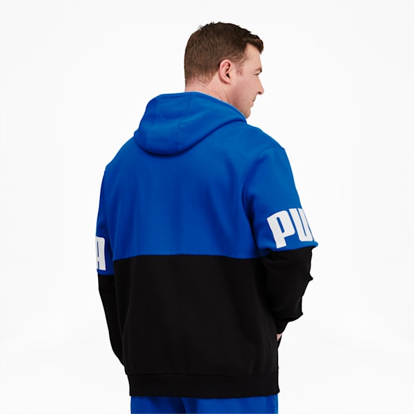 PUMA POWER Colorblock Men's Hoodie BT, Future Blue-Puma Black, extralarge