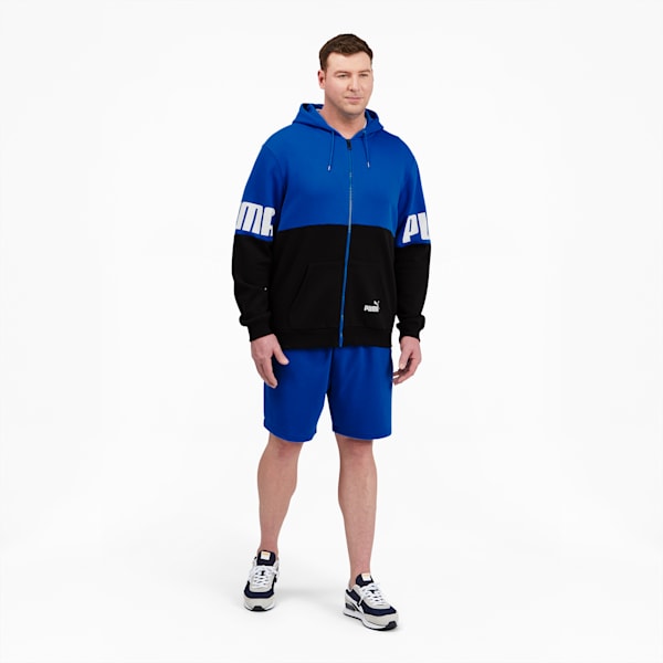 PUMA POWER Colorblock Men's Hoodie BT, Future Blue-Puma Black, extralarge