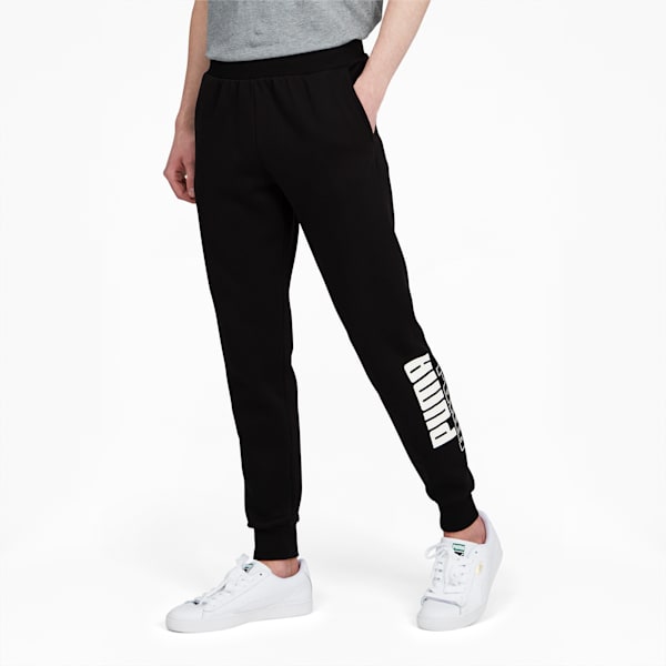 PUMA POWER Logo Men's Sweatpants, Cotton Black-Puma White, extralarge