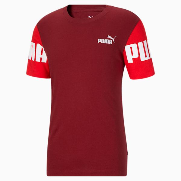 PUMA POWER Colorblock Men's Tee, Intense Red-High Risk Red, extralarge