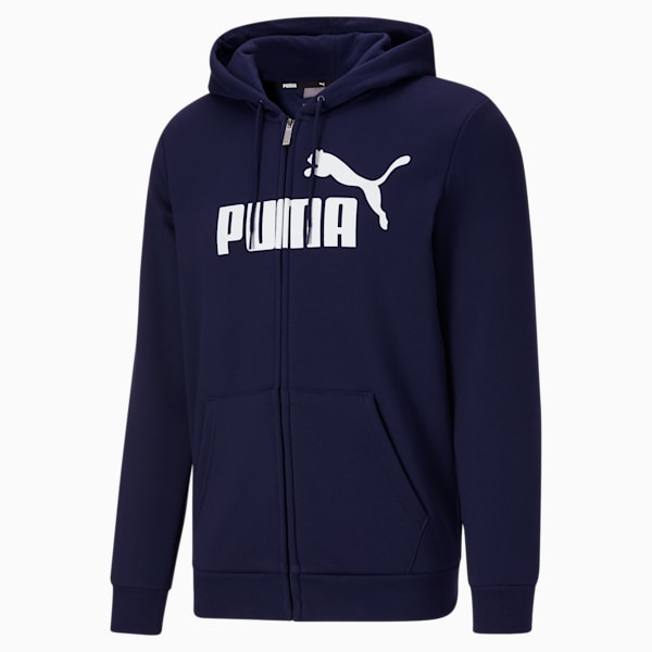 Essentials Men's Hoodie, Peacoat-Puma White, extralarge