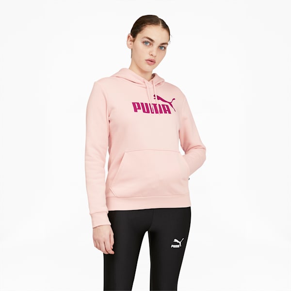 Essentials Women's Logo Hoodie, Chalk Pink-Festival Fuchsia, extralarge