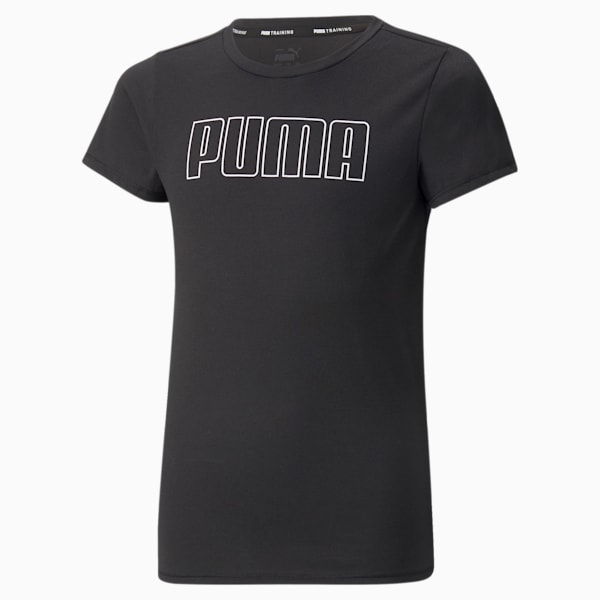 RunTrain Girl's T-Shirt, Puma Black, extralarge-IND