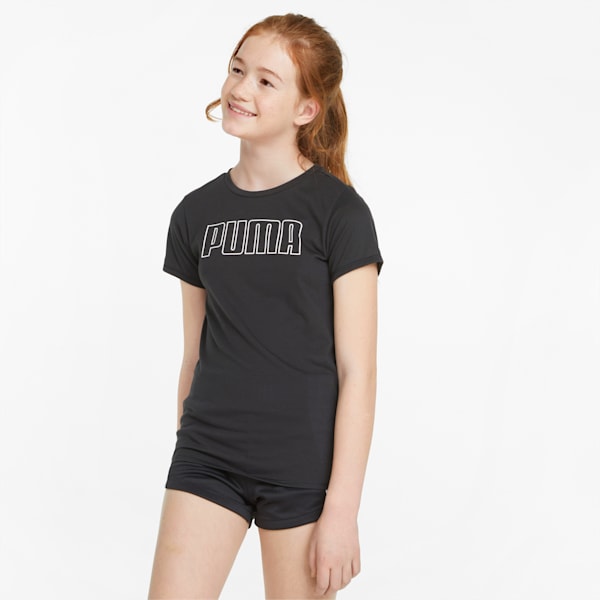 RunTrain Girl's T-Shirt, Puma Black, extralarge-IND