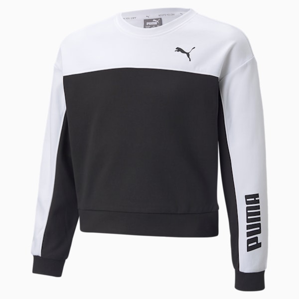 Modern Sports Crew Girls' Sweatshirt, Puma Black