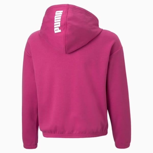 Modern Sports Full-Zip Girls' Hoodie, Festival Fuchsia, extralarge