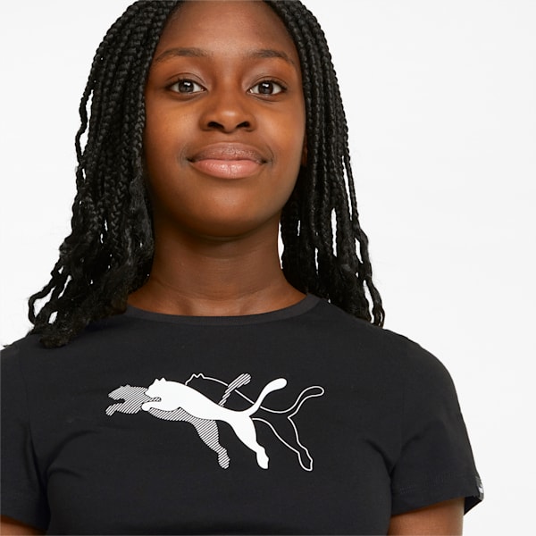 Power Graphic Girl's Regular Fit T-Shirt, Puma Black, extralarge-IND