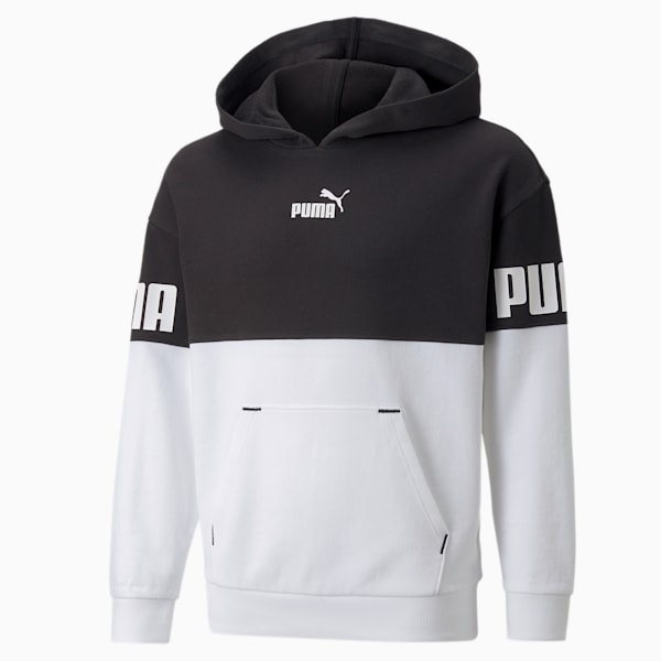 Power Color-Blocked Girls' Hoodie, Puma Black, extralarge