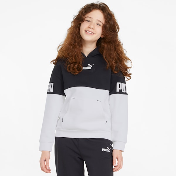 Power Color-Blocked Girls' Hoodie, Puma Black, extralarge