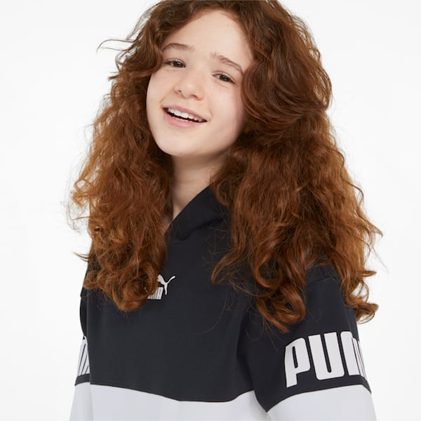 Power Color-Blocked Girls' Hoodie, Puma Black, extralarge