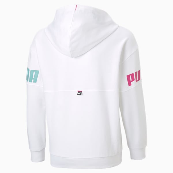 Power Color-Blocked Girls' Hoodie, Puma White, extralarge