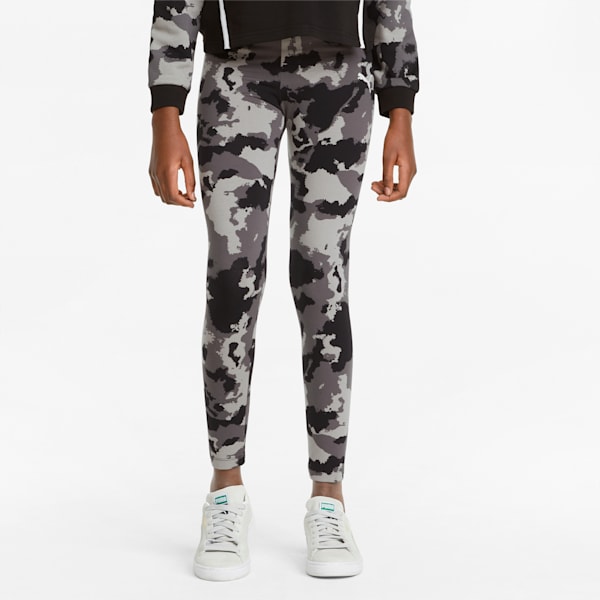 Alpha Printed Youth Leggings, Puma Black-AOP, extralarge-IND
