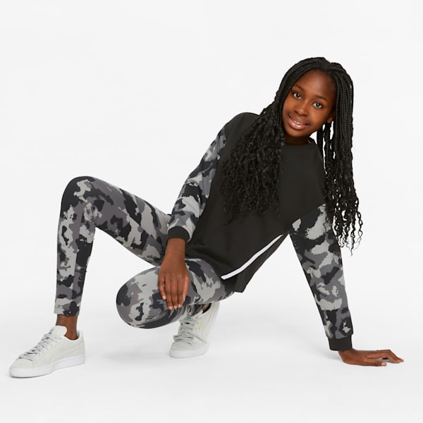 Alpha Printed Youth Leggings, Puma Black-AOP, extralarge-IND