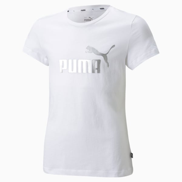Essentials+ Big Kids' Logo Tee, Puma White, extralarge
