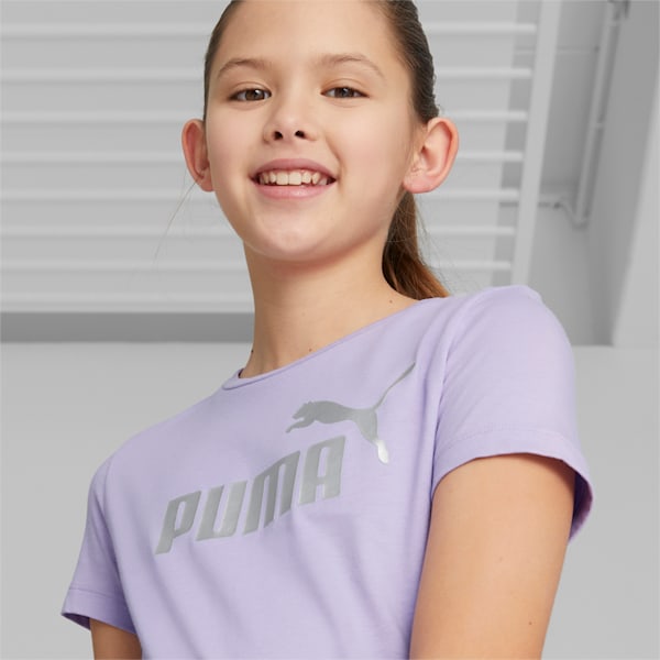 Essentials+ Logo Girl's Regular Fit T-Shirt, Vivid Violet, extralarge-IND